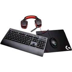 Kit Logitech G Gear Up - Mouse G203 + Mouse Pad G240 + Teclado G213 + Headset G230 | R$500