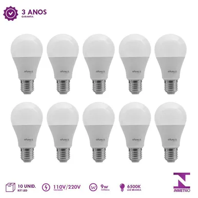 [APP] Kit 10 Lâmpada Led 9W Bulbo Soquete E27 Bivolt