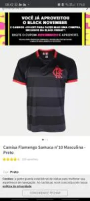 Camisa Flamengo Samuca n°10 Masculina - Preto