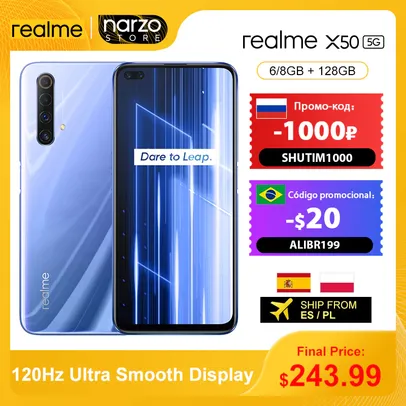 Smartphone Realme X50 6GB 128GB Global | R$1.622
