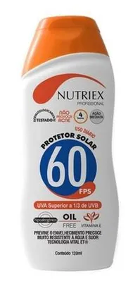 Protetor Solar FPS 60 120Ml 1/3 UVA Nutriex