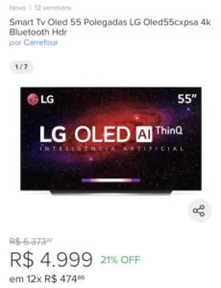 Smart Tv Oled 55 Polegadas LG Oled55cxpsa 4k Bluetooth Hdr | R$ 4999