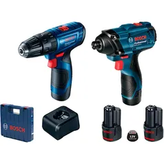 Furadeira Parafusadeira Bosch GSB 120 Li + Chave de Impacto GDR 120 Li, Com Acessórios, 12 Volts