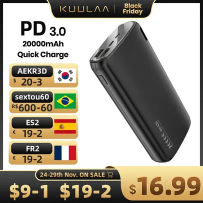 Carregador portátil Kuulaa 20000mAh