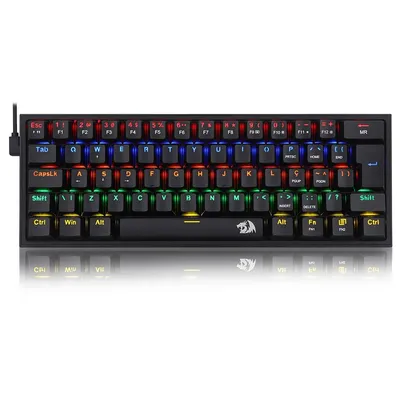 Teclado Mecânico Gamer Redragon Fizz, LED Rainbow, Switch Azul, TKL, U