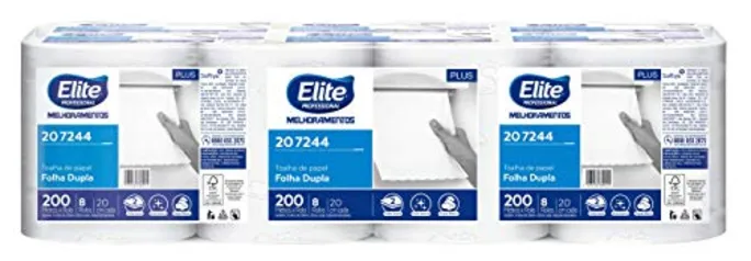 Papel Toalha Em Rolo, Folha Dupla, Elite Excellence, 8 rolos de 200 m 