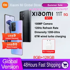 Smartphone Xiaomi 11t 8/128gb, 5G, tela 120hz, Dimensionity 1200, Carregador 67w incluso