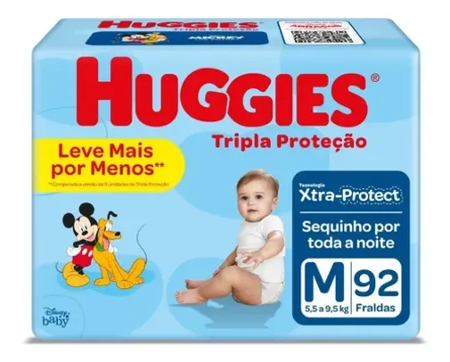 Fralda M Tripla Proteção 92 Unidades Huggies