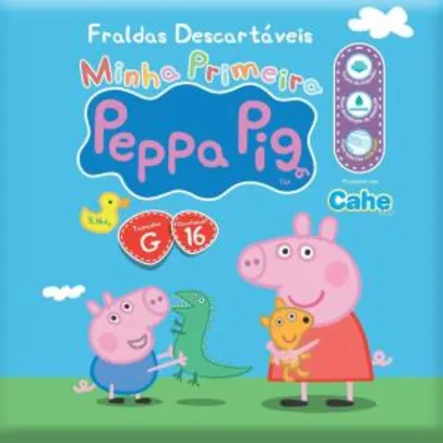 (PRIME) Fralda Prática, Peppa Pig, G, Pacote de 16