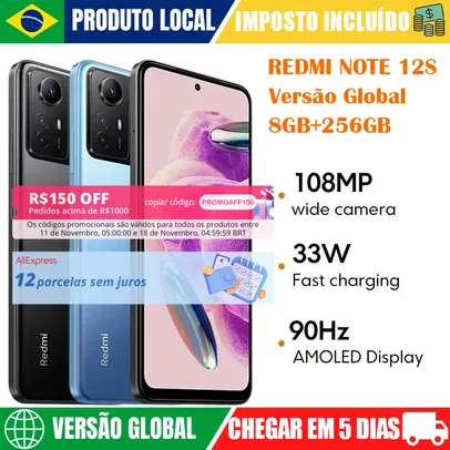 Xiaomi Redmi Note 12S 256GB 8GB Ram Versão Global