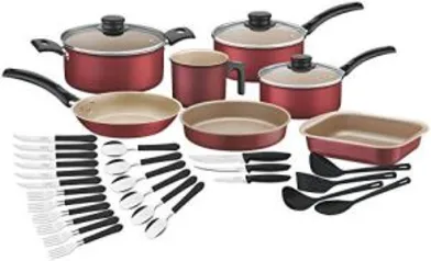 Kit Cozinha 32 Peças, Vermelho, Tramontina - R$229