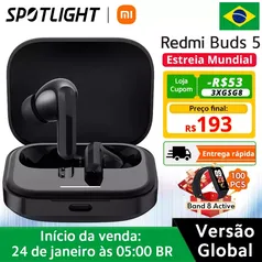 Xiaomi Redmi Buds 5 46dB versão global cancelamento de ruído ativo até 40 horas de conectividade de dispositivo duplo