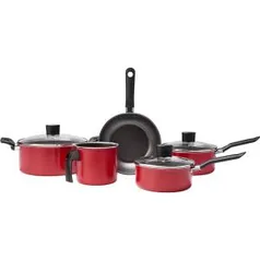 [CC Shoptime] Conjunto de Panelas Antiaderente Vermelha 5 peças - La Cuisine | R$ 140