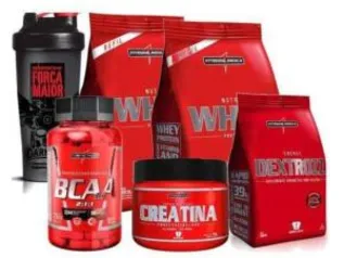 Kit 2x Whey 900g + Bcaa + Creatina + Coqueteleira + Dextrozz - R$134