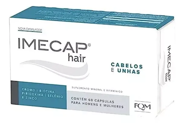 (PRIME) Leve 2 e Pague 1 Imecap Hair 60 Cápsulas - Vitaminas para Cabelos e Unhas com Biotina