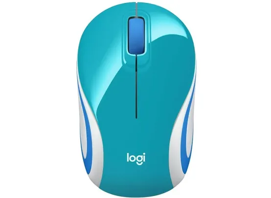 [Cliente Ouro] Mouse sem Fio Logitech Laser 1000DPI 3 Botões M187 Aqua Bright