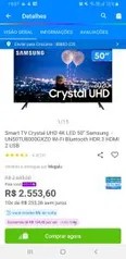 [MagaluPay 5%] Smart TV Crystal UHD 4K LED 50” SamsungTU8000 | R$ 2.554