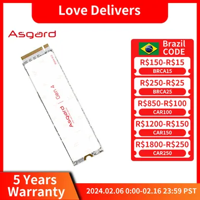 |Asgard M2 SSD GEN4 M.2 2280 Pcle 4.0 X4 NVMe, 1TB, 2TB Disco Rígido Interno| 