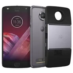 Smartphone Motorola Moto Z2 Play Projector Edition Platinum 64GB, Tela 5.5'', Dual Chip, Câmera 12MP, Android 7.1, Processador Octa-Core e 4GB de RAM