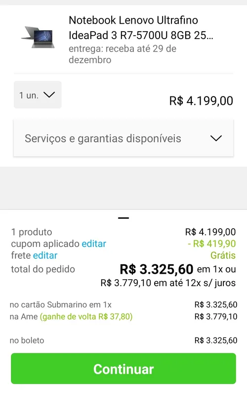 Imagem na descrição da promoção