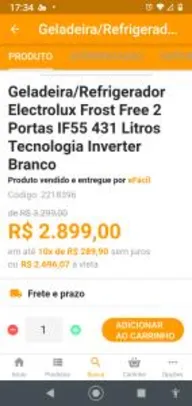 [APP - Frete grátis] Geladeira/Refrigerador Electrolux Frost Free 2 Portas IF55 431L | R$2697