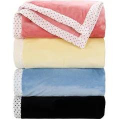 [AME R$ 47] Cobertor Queen Flannel Colors com Borda Poá em Percal - Casa e Conforto