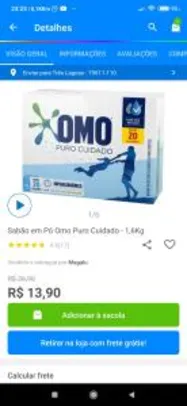 Sabão em Pó Omo Puro Cuidado - 1,6Kg | R$14