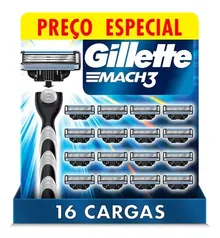 [Leve 3/ Cada R$ 65] Gillette Mach3 Carga Para Aparelho 16 Uds