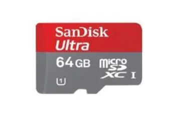 Cartão de Memória SanDisk Micro SD 64GB Ultra Classe 10 Vel.até 80MB/s - R$ 46