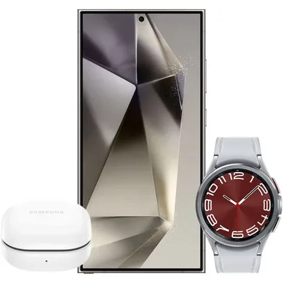 Foto do produto Galaxy S24 Ultra 1TB - Cinza + Galaxy Watch6 Classic Lte 43mm - Prata + Galaxy Buds Fe - Grafite - Combo