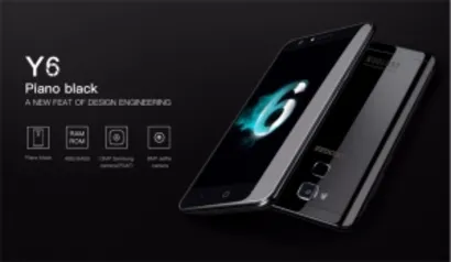 DOOGEE Y6 Black Piano -  Leitor Biométrico 4GB de RAM 64GB Octa Core 4G por R$ 453