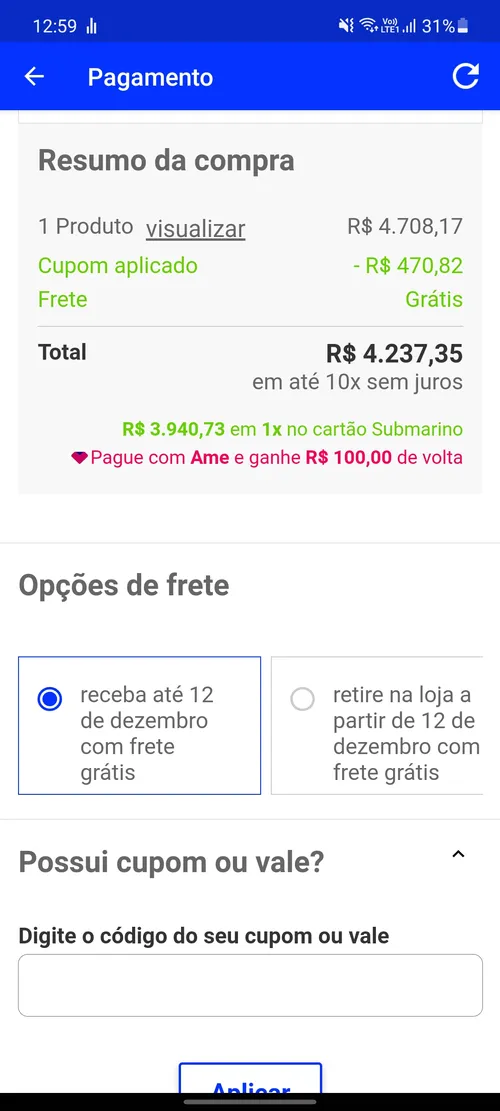 Imagem na descrição da promoção