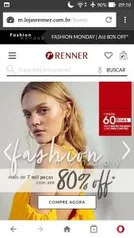 Até 80% Off em produtos selecionados no APP da Renner