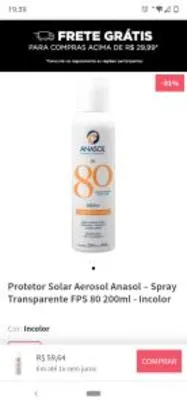 Protetor Solar Aerosol Anasol – 200ml - Incolor R$60