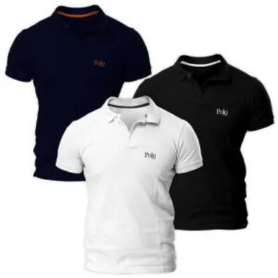 Kit Três Camisas Polo Piquet Regular Fit - Polo Match | R$72