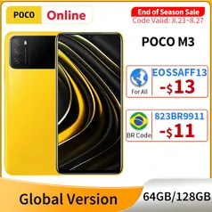 Poco M3 4GB RAM 128GB, Snapdragon 662, 6000mah, 6.53 polegadas