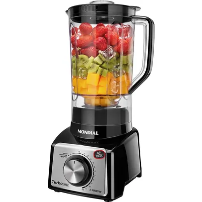 [AME R$ 123] Liquidificador Mondial L-1000 BI Turbo 3L 12 Velocidades Preto Inox - 1000W