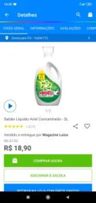 Sabão Líquido Ariel Concentrado - 2L - R$19