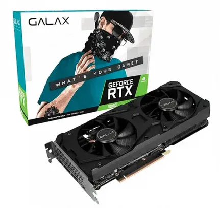 Placa de Vídeo GALAX GeForce RTX 3060 (1-Click OC) 12GB GDDR6 192Bits - 36NOL7MD1VOC - LHR