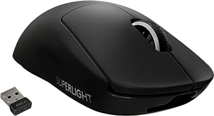 Mouse Gamer Sem Fio Logitech G PRO X SUPERLIGHT LIGHTSPEED, Ultraleve 63g, 5 Botões Programáveis, Sensor HERO 25K e Bateria Recarregável - Preto