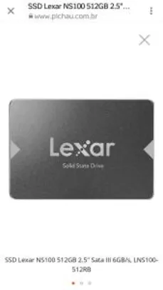SSD LEXAR NS100 512GB 2.5" SATA III 6GB/S, LNS100-512RB | R$289