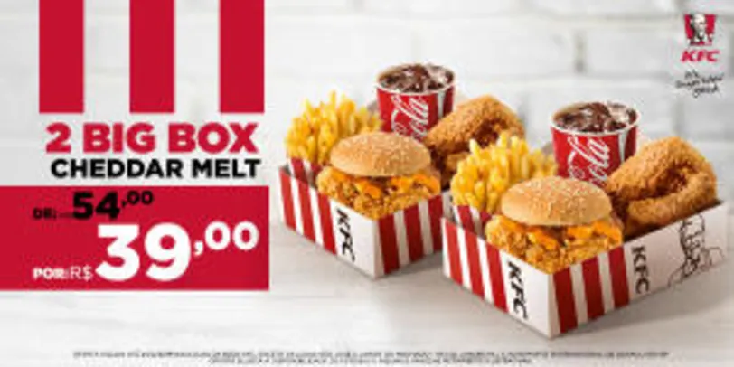 2 Big Box Cheddar Melt no KFC - R$39