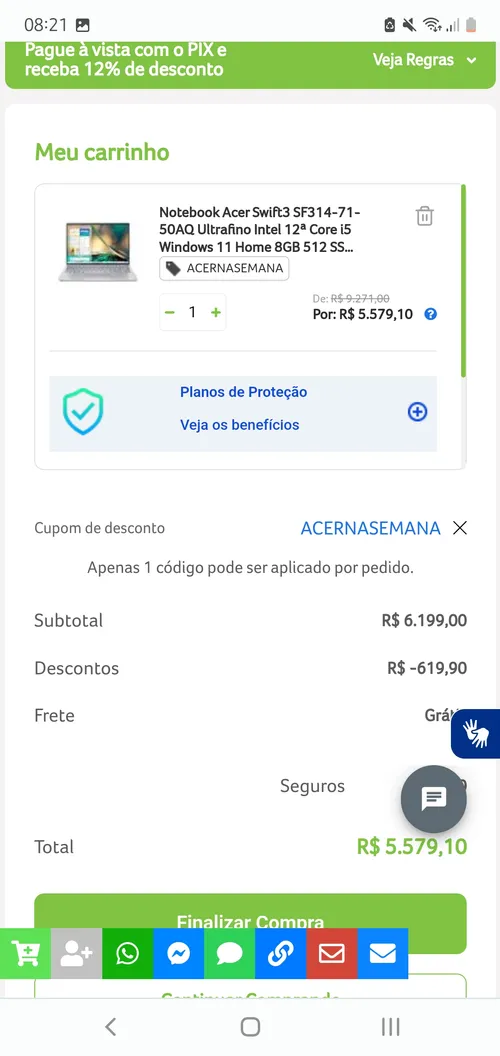 Imagem na descrição da promoção