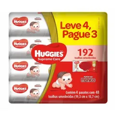 LENÇOS UMEDECIDOS Huggies Supreme Care 192 unidades | R$24