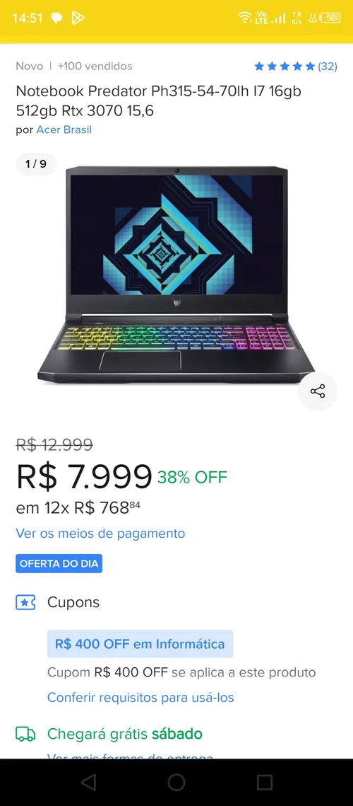 Imagem na descrição da promoção