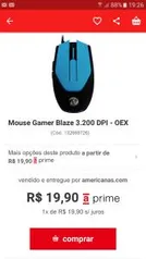 Mouse Gamer Blaze 3.200 DPI - OEX - R$20