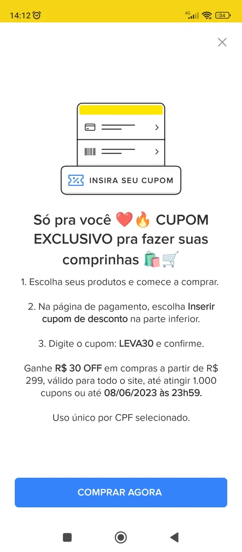 Imagem na descrição da promoção