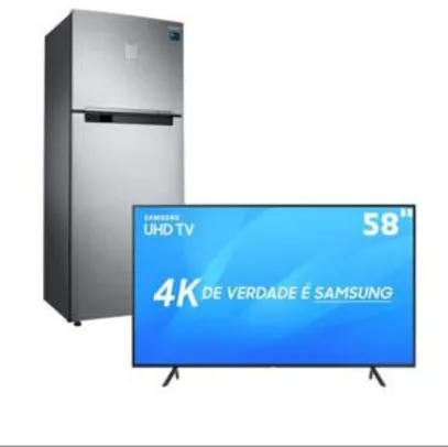 Smart TV LED 58" UHD 4K Samsung 58NU7100 + Refrigerador Samsung RT46K6261S8 Frost Free - 453L - R$5.198