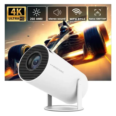 Projetor MEGACUB HY300 Pro, Resolução 4K, Android 11, Wi-Fi, 1080p