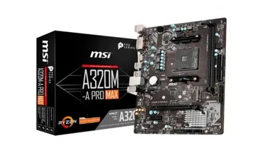 Placa Mãe MSI A320M-A Pro Max p/ AMD AM4, m-ATX, DDR4